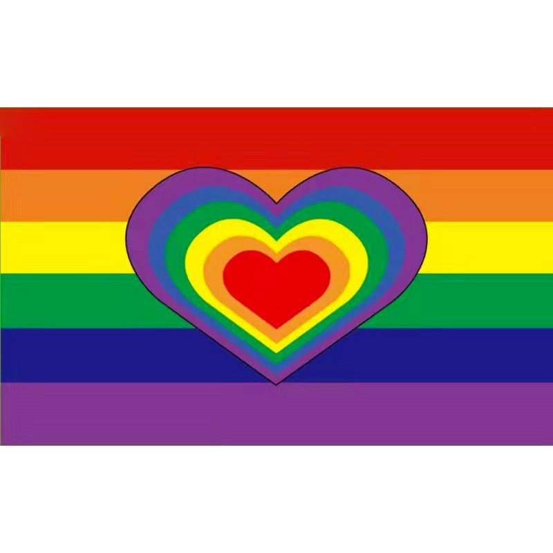 Generique Drapeau Rainbow Heart 90 x 150cm